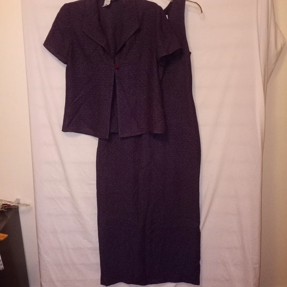 Jessica Howard Purple 2 Piece Dress Set Jacket Blazer‎ Sheath Midi Size 8
